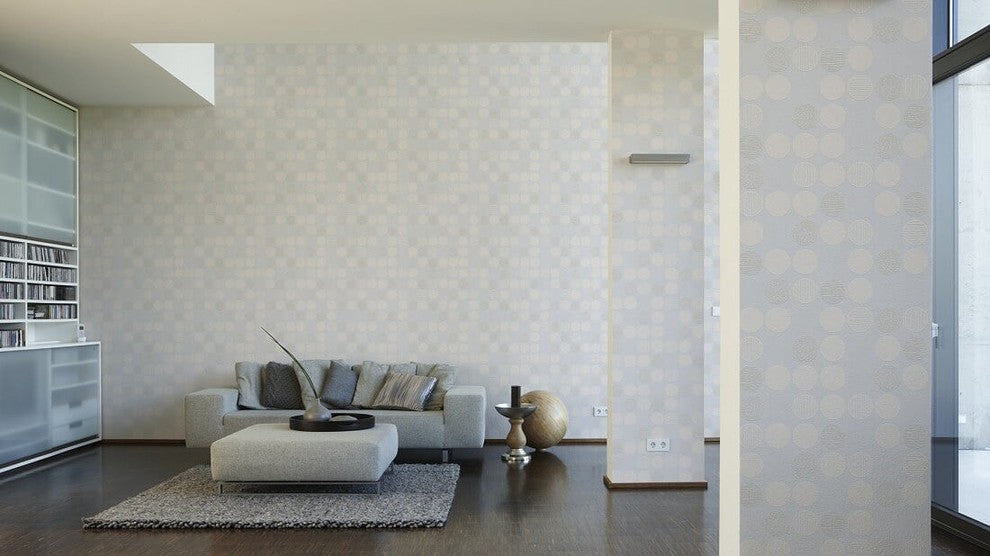 Black and White 2, Modern Crazy Stripes Circles Design White Wallpaper Roll