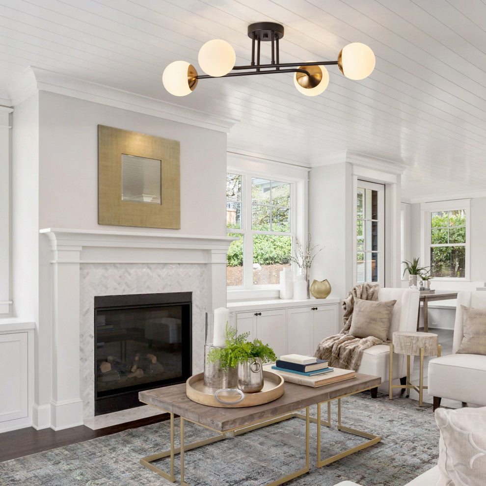 Modern Ceiling Light Flush Mount Chandelier, 4-Light