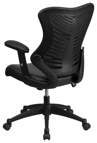 High Back Designer Black Mesh Executive Swivel Chair With Leather Seat