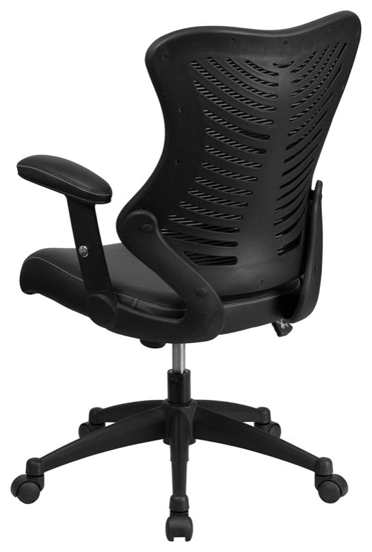 High Back Designer Black Mesh Executive Swivel Chair With Leather Seat