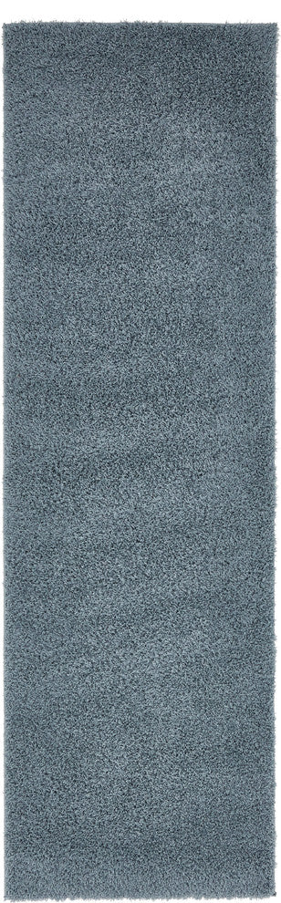 Unique Loom Slate Blue Studio Solid Shag 2' 0 x 6' 7 Runner Rug