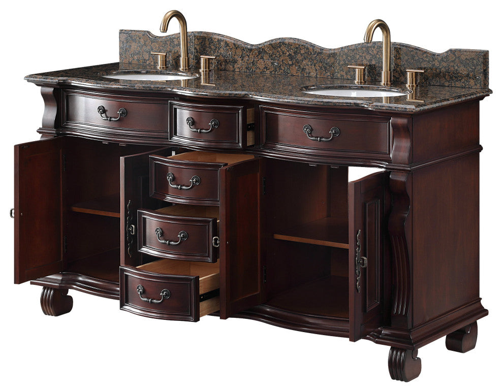 64" Timeless Classic style Hopkinton Double Sink Bathroom Vanity GD-4438SB-64