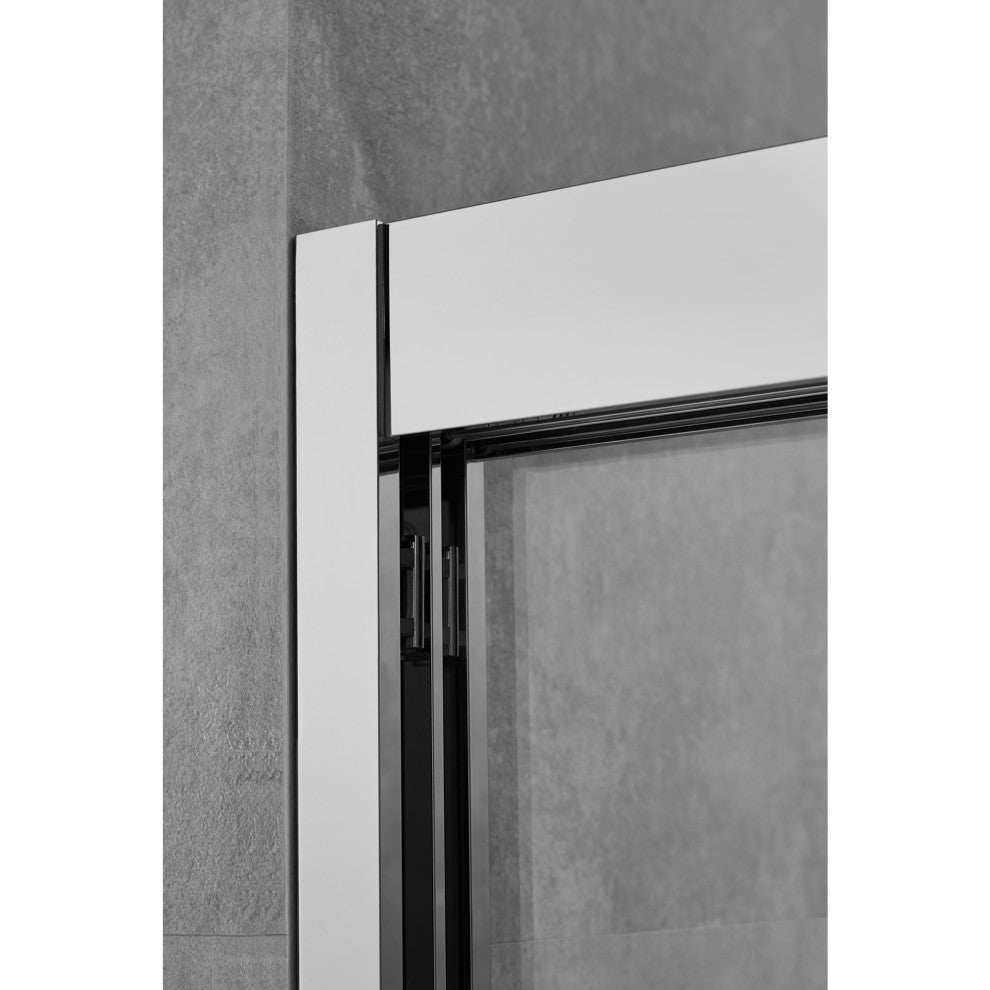 Frederick 59 in. W x 70 in. H Shower Door in Polished Chrome with Clear Glass