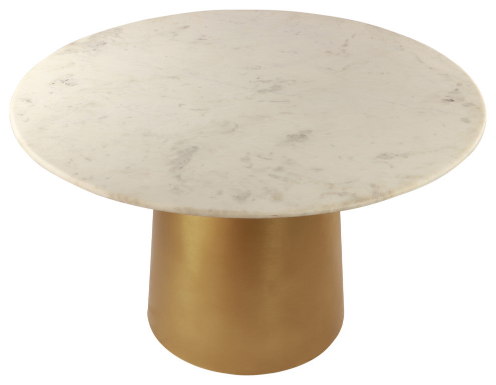 Sorrento Dining Table with Marble Top and Brushed Gold Metal Base
