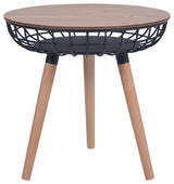 Airy Modern Metal Wire Side Table With Wood Top and Legs