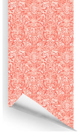 Antique Damask Wallcovering, Coral, Roll, Traditional