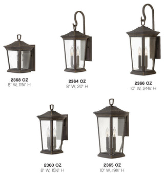 Hinkley Bromley 15.5" Small Outdoor Wall Mount Lantern, Oil Rubbed Bronze