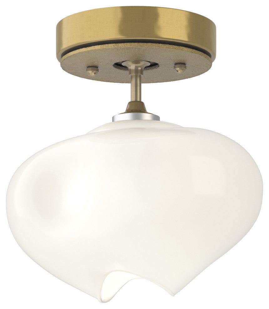 Ume 1-Light Semi-Flush, Modern Brass, Modern Brass Accents, Frosted Glass