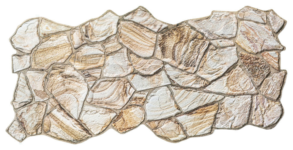 Faux Stone PVC 3D Wall Panels, Ivory Brown, Set of 10, Covers 51 sq ft