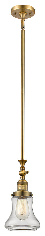 Bellmont 1-Light LED Mini Pendant, Brushed Brass, Glass: Clear