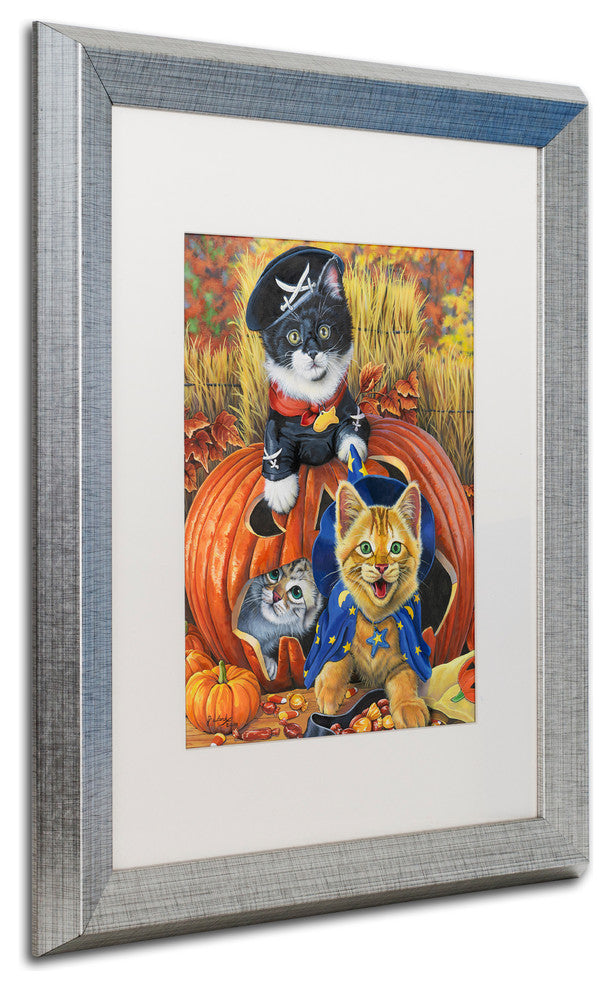 Jenny Newland ''Halloween Kittens'' Matted Framed Art, 20x16