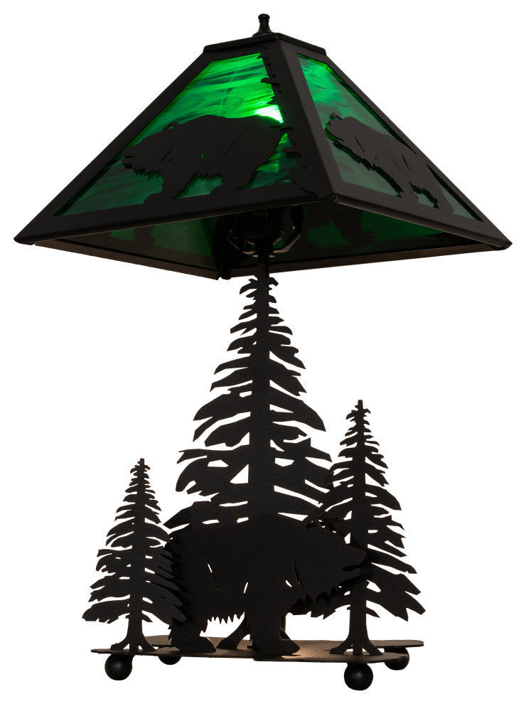 21"H Grizzly Bear Through The Trees Table Lamp