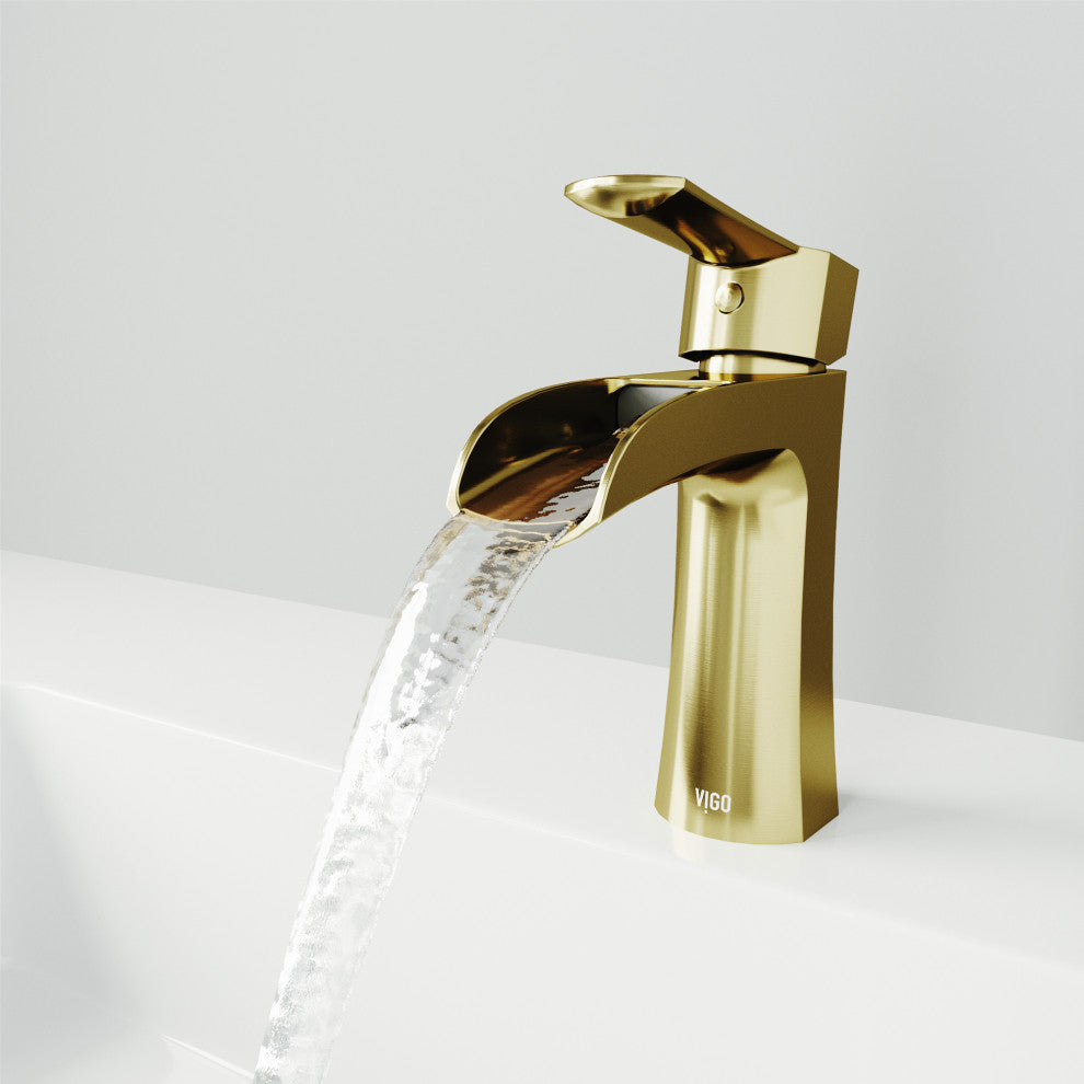 VIGO Paloma 7" H Single Handle Single Hole Bathroom Faucet, Matte Brushed Gold, Without Extras