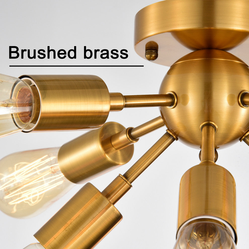 Sami Sputnik Brushed Brass 8-Light Industrial Flush Mount