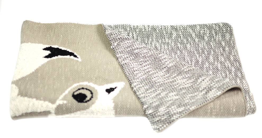 Fox, Baby Blanket by Pink Lemonade, 100% Cotton, Black, White and Brown
