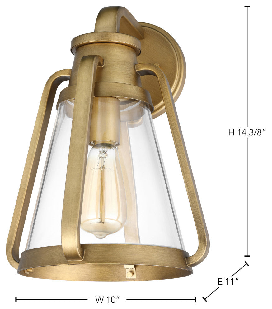 Everett 1-Light Large Wall Sconce, Natural Brass With Clear Glass