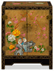 Gold Leaf Chinoiserie Bird and Flower Oriental Cabinet