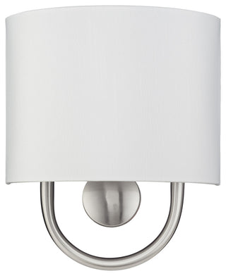 Stratton 1 Light Brushed Nickel ADA Sconce with Hand Crafted Off-White Shade