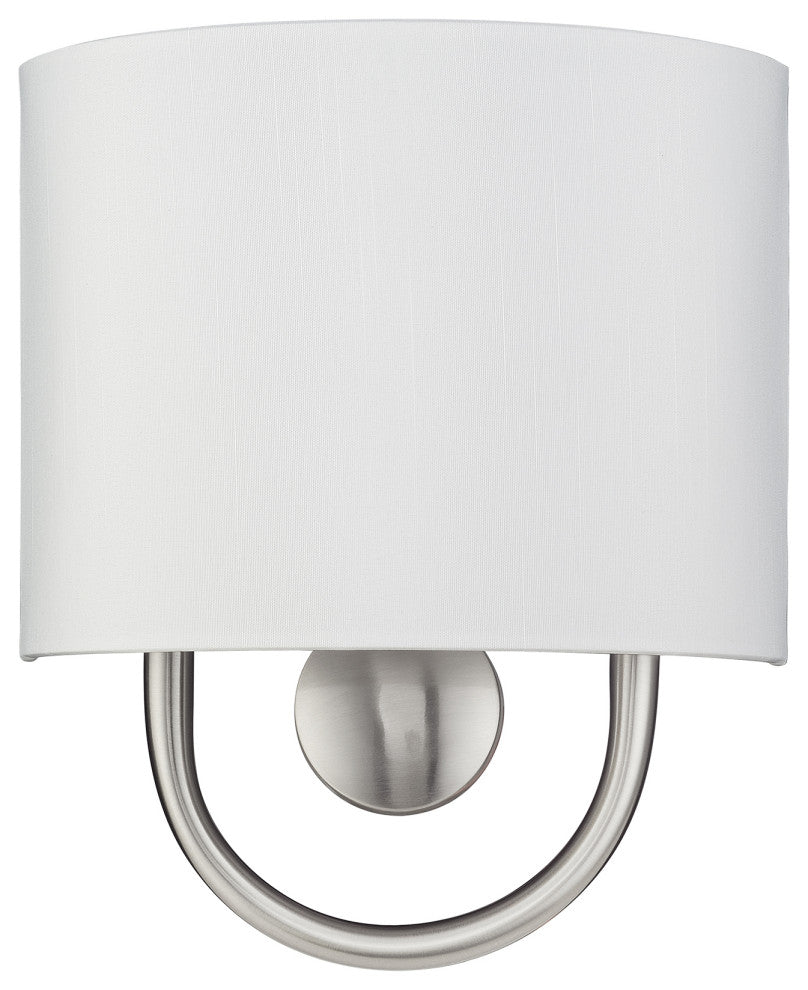 Stratton 1 Light Brushed Nickel ADA Sconce with Hand Crafted Off-White Shade