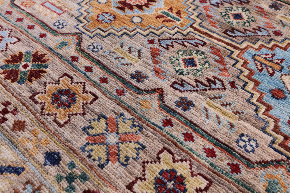 6' 9" X 10' 1" Handmade Super Kazak Khorjin Rug Q11305