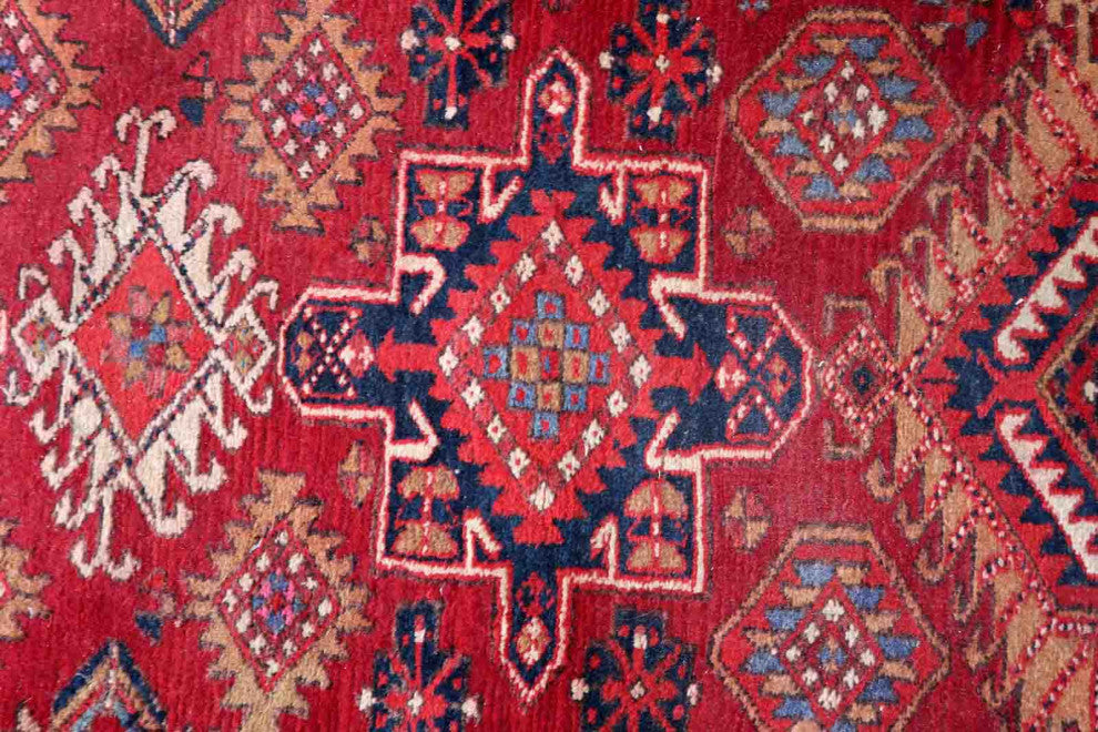 Handmade Vintage Persian Malayer Runner 3.5'x10.5', 108cmx321cm 1930s