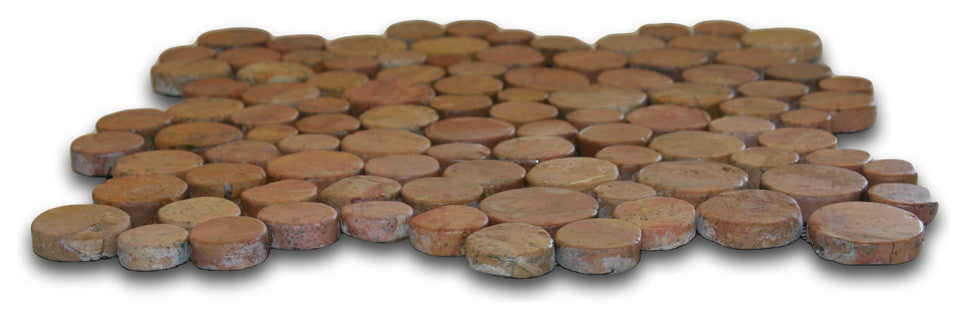 Glazed sunset moon mosaic pebble tile, sorted, for showers, backsplashes