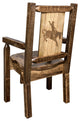 Homestead Captain''s Chair With Laser Engraved Bronc Design, Clear Lacquer Finish
