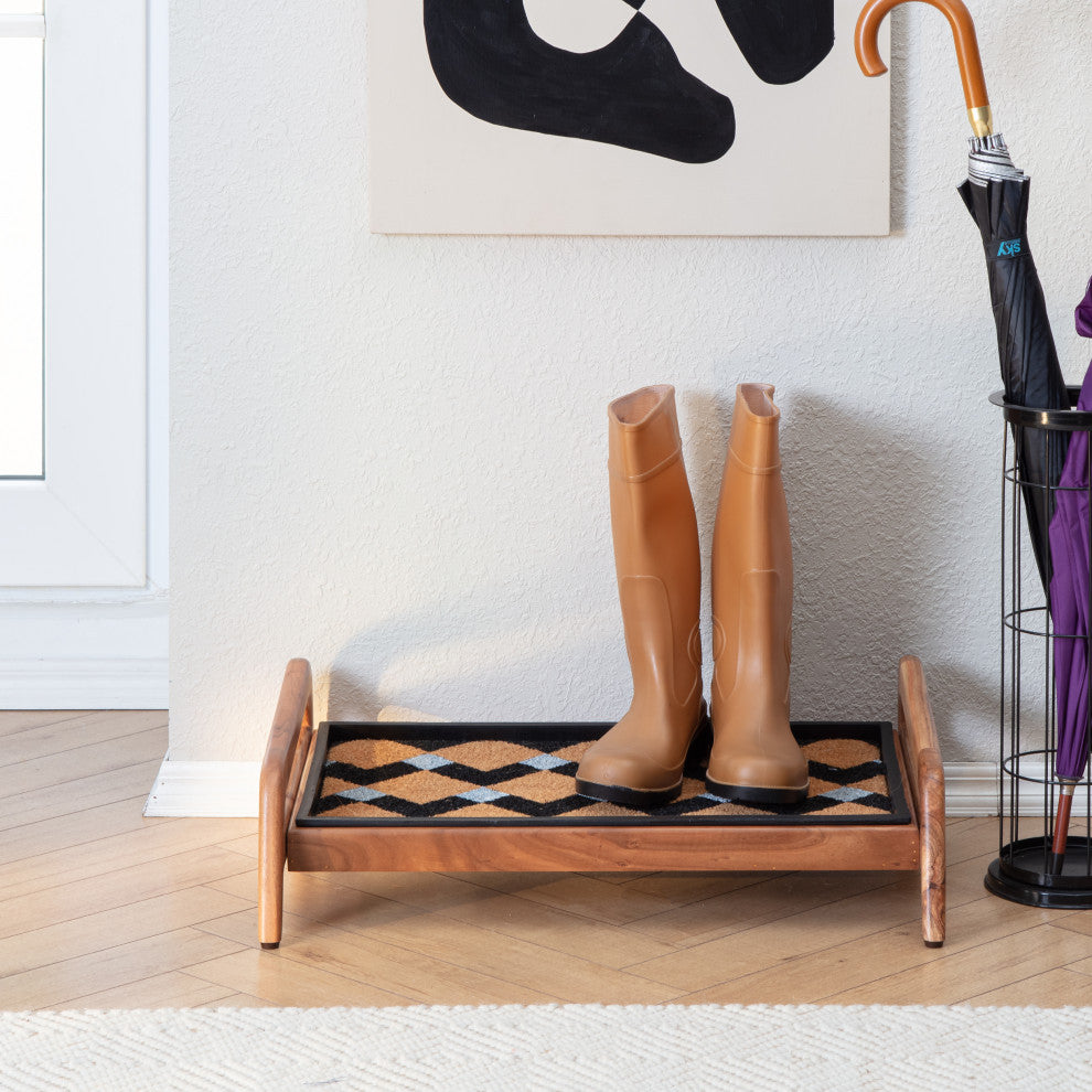 Single-Tier Natural Stand With 2-Pair Rubber Boot Tray Mt. Tam