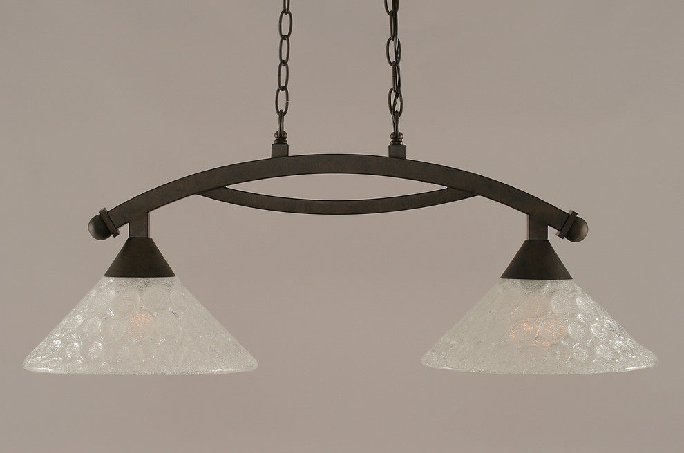 Bow 2 Light Island Light In Bronze, 12" Italian Bubble Glass