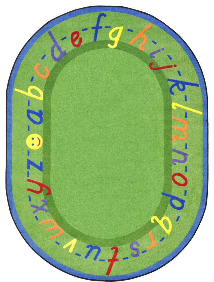 Kid Essentials Rug, AlphaScript, Green, 5'4"x7'8" Oval