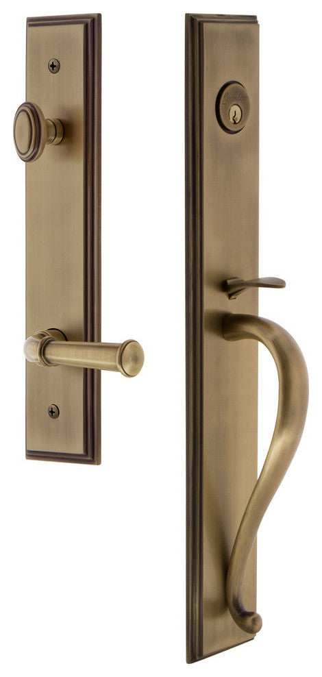 Carre' 1-Piece Handleset, S Grip and Georgetown Lever, Vintage Brass, 847341