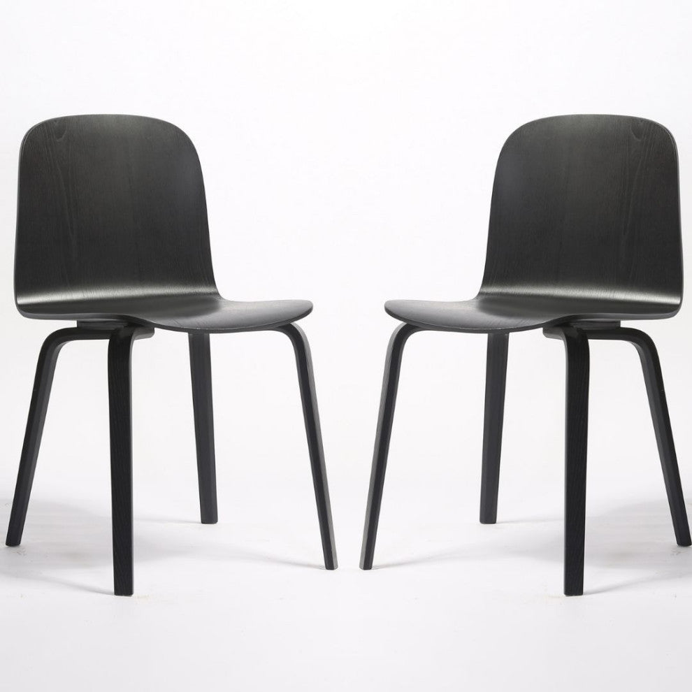 Elite Living Glen, Set of 2, Modern Wooden Dining Side Chair, Black