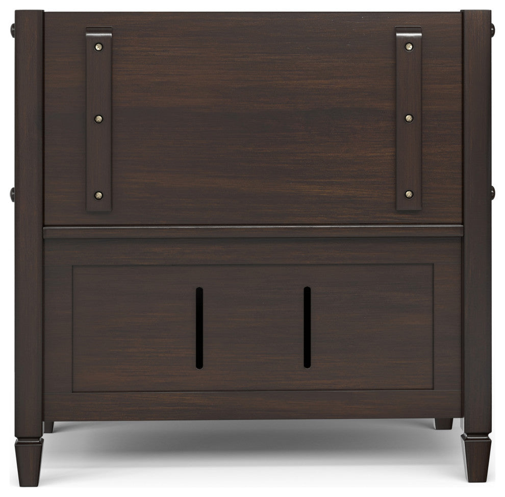 Connaught Solid Wood Small Entryway Storage Bench, Chestnut Brown