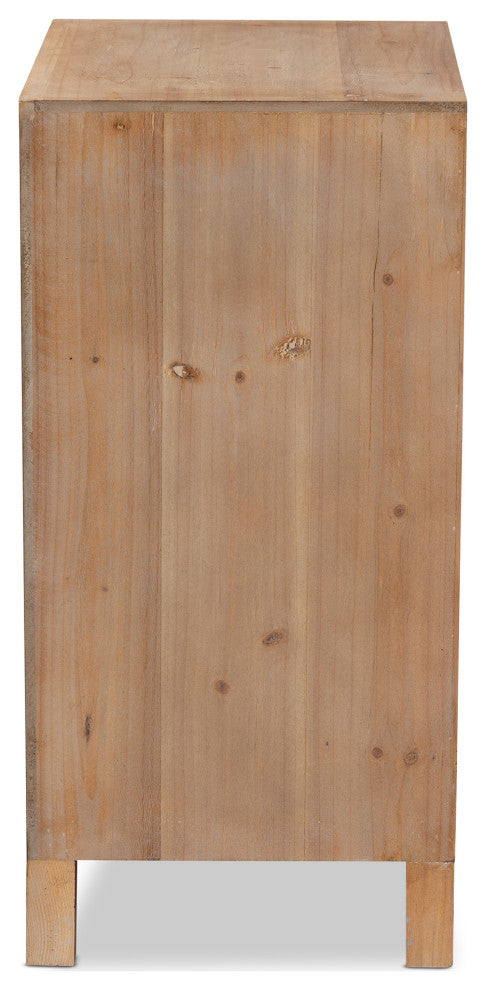 Kors Rustic Transitional Medium Oak 1-Door and 1-Drawer Wood Spindle Nightstand