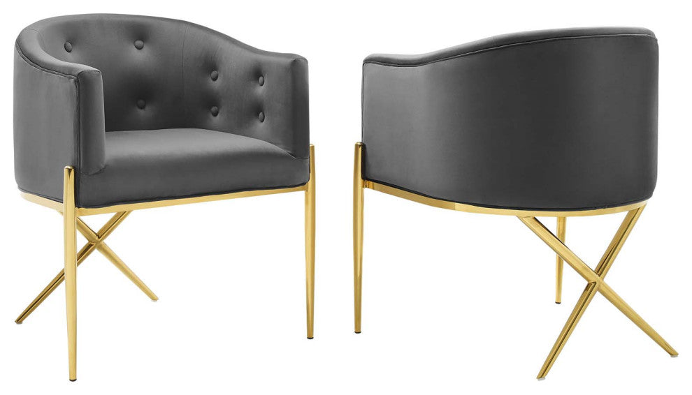 Savour Accent Dining Armchair Performance Velvet Set of 2 Charcoal