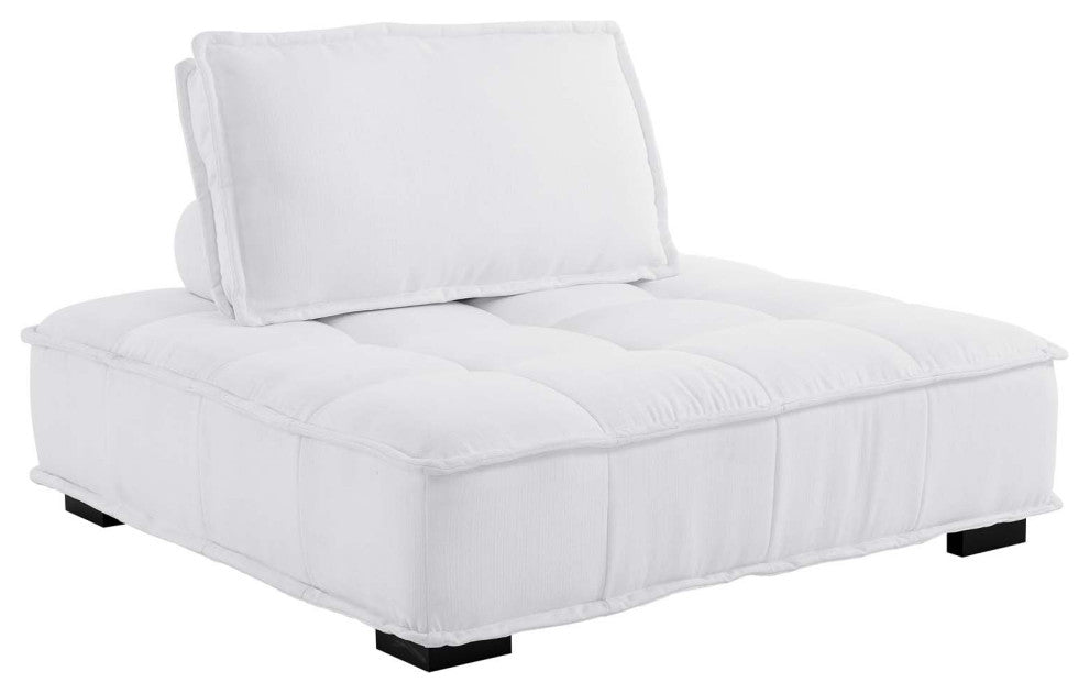 Saunter Tufted Fabric Fabric 5-Piece Sectional Sofa White
