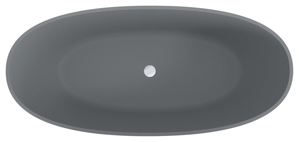65in Solid Surface Freestanding Bathtub in Matte Black, Matte Grey