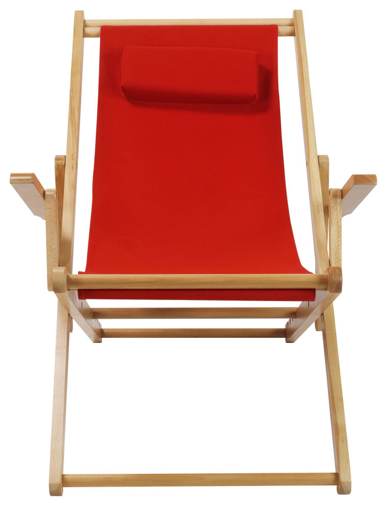 0Sling Chair Natural Frame-Red Canvas