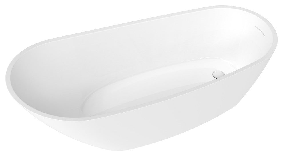 Lahore Freestanding Acrylic Soaking Bathtub, White, 66.9"l X 29.1"w