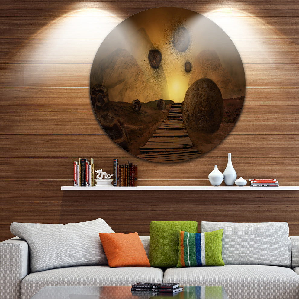 Stones From Space, Abstract Digital Art Disc Metal Artwork, 23"