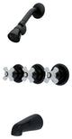 Kingston Brass Three-Handle Tub and Shower Faucet, Oil Rubbed Bronze