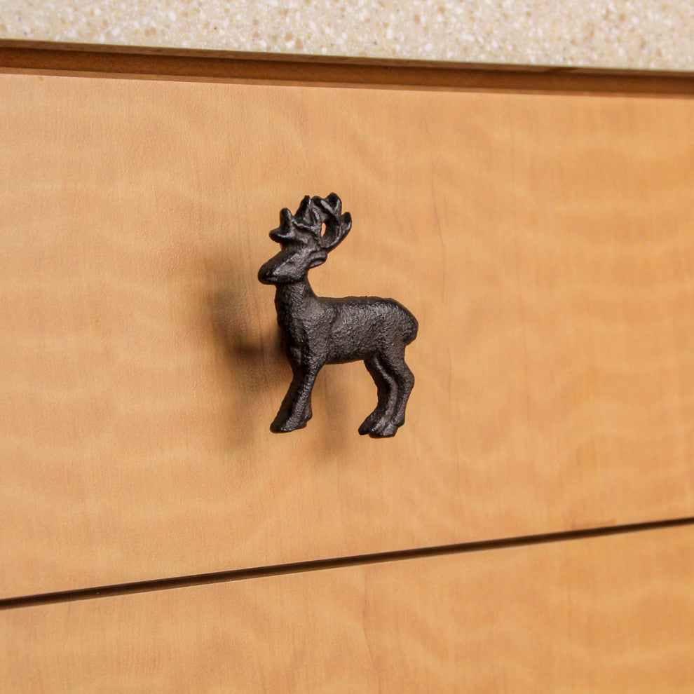 Set of 6 Cast Iron Deer Drawer Pulls Decorative Cabinet Knob Rustic Home Decor