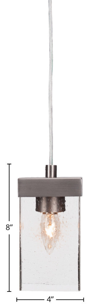 Nouvelle 1-Light Cord Mini Pendant, Graphite/Square Clear Bubble