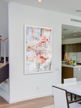 Parvez Taj "Flamingo Reflection" Framed Painting Print, 12"x18"