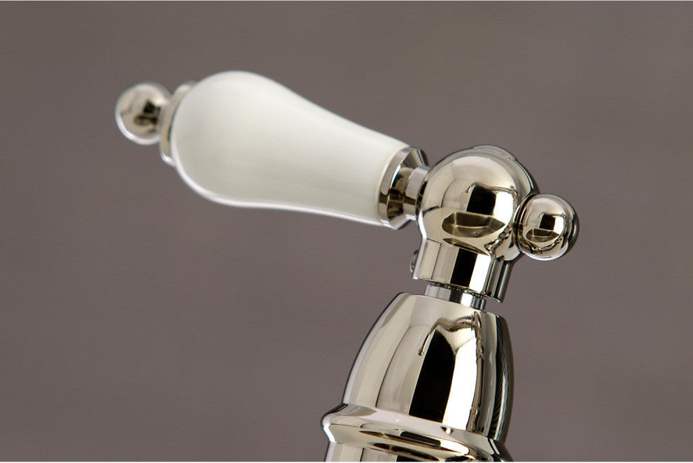 Kingston Brass Bridge Kitchen Faucet With Sprayer, Polished Nickel
