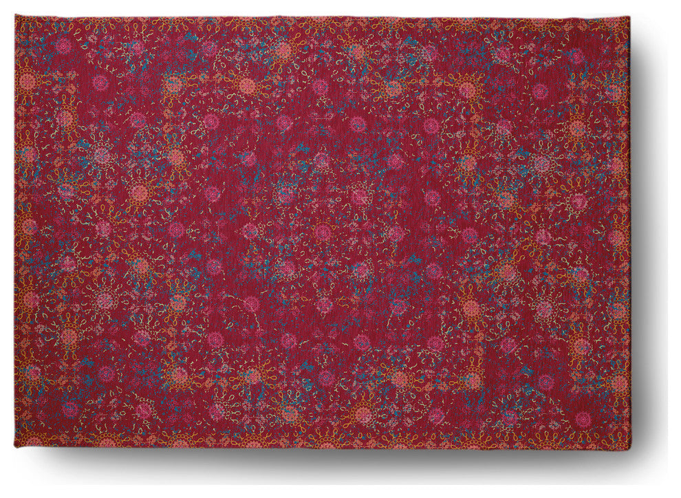 Layered Sun Tile Rug, Sporty Red, 5'x7'