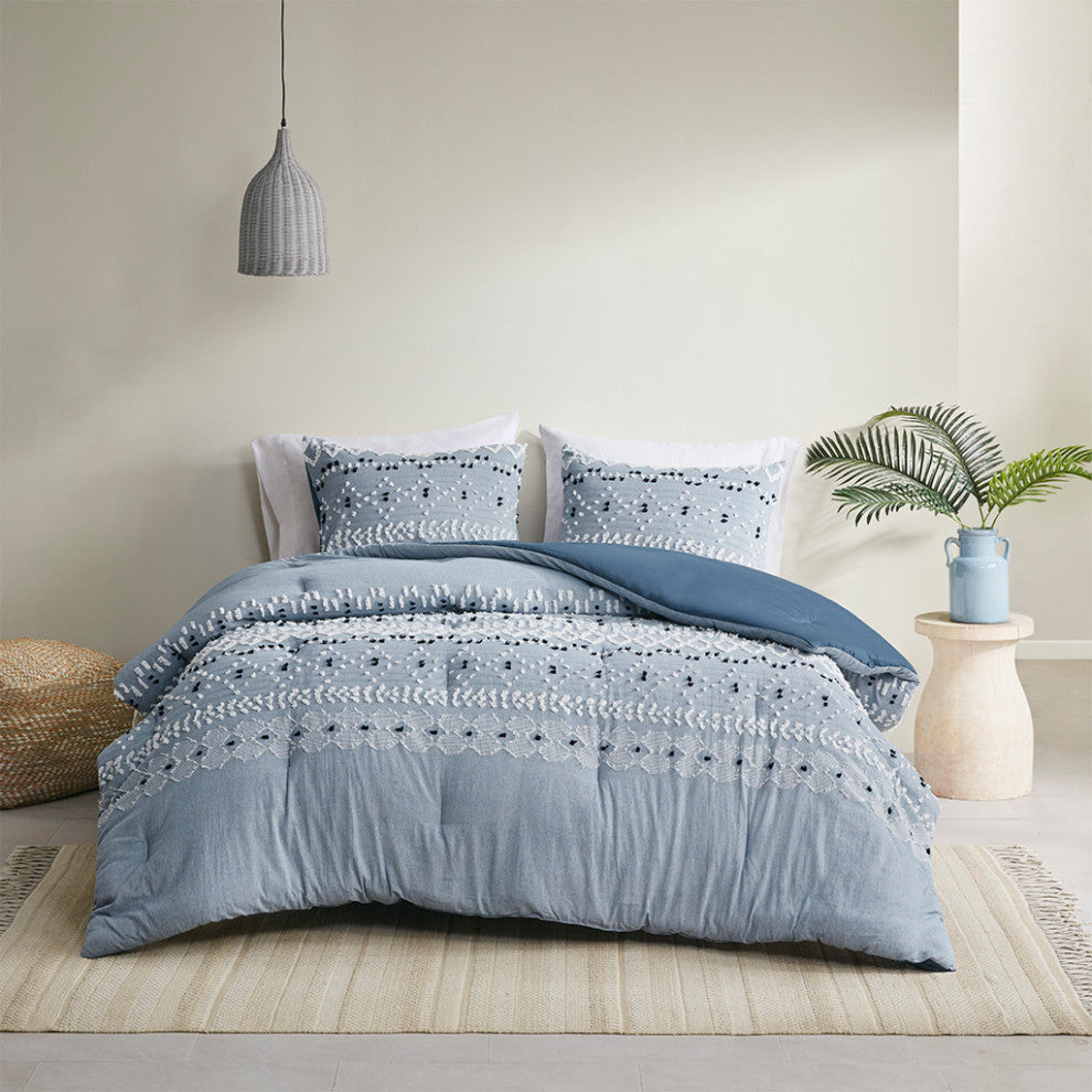 Dora Organic Cotton Chambray 3-Piece King/Cal King, Duvet Cover Set, No Insert