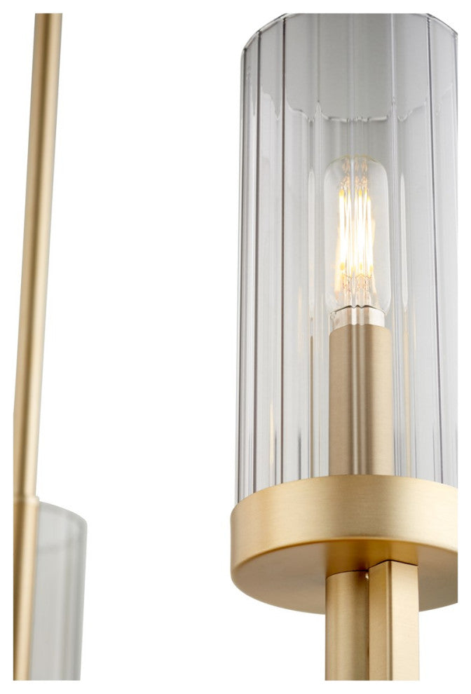 Quorum Ladin 5-Light Chandelier 601-5-80, Aged Brass With Smoke Glass