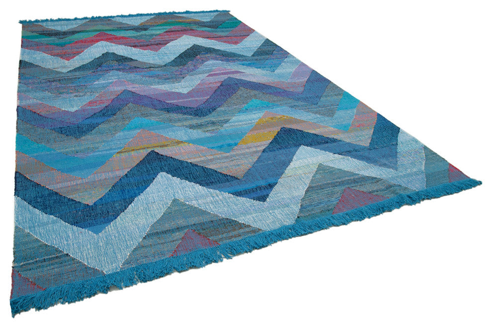 Rug N Carpet - Handmade Turkish 8' 5'' x 13' 0'' Modern Design Wool Kilim Rug