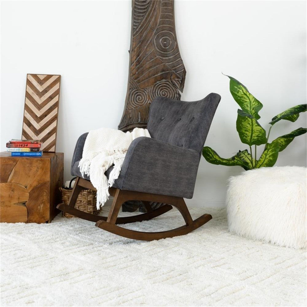 Logan Modern Indoor Livingroom Fabric Rocking Accent Chair in Gray